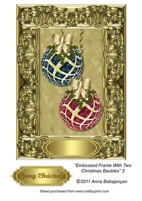 Embossed Frame with Two Christmas Baubles 3