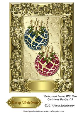 Embossed Frame with Two Christmas Baubles 5