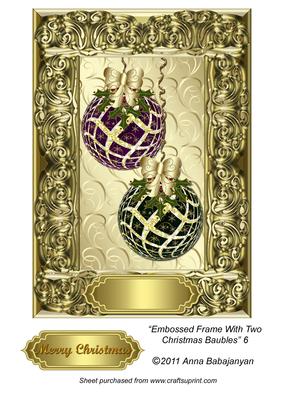 Embossed Frame with Two Christmas Baubles 6
