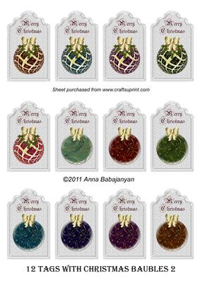 12 Tags with Christmas Baubles 2