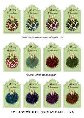 12 Tags with Christmas Baubles 4
