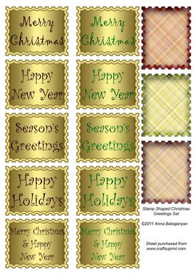 Stamp Shaped Christmas Greetings Set