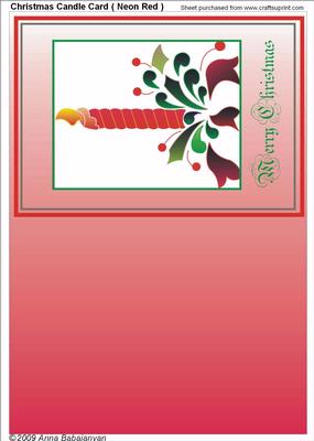 Christmas Candle Card ( Neon Red)