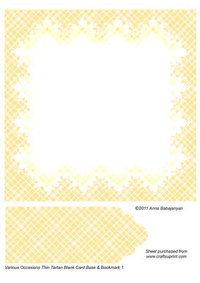 Various Occasions Thin Tartan Blank Card Base & Bookmark 1