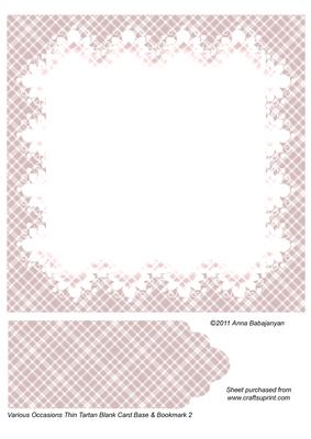 Various Occasions Thin Tartan Blank Card Base & Bookmark 2