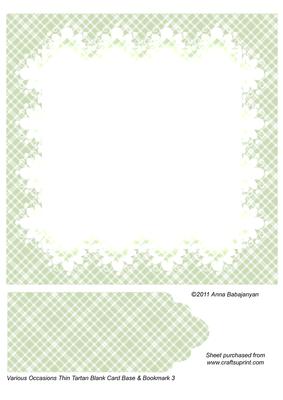 Various Occasions Thin Tartan Blank Card Base & Bookmark 3