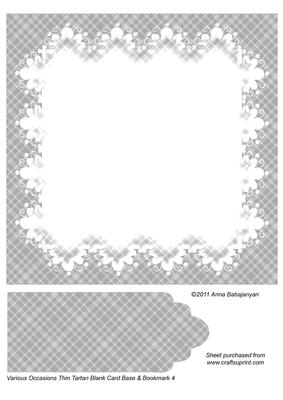 Various Occasions Thin Tartan Blank Card Base & Bookmark 4