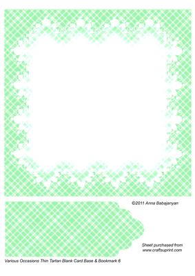 Various Occasions Thin Tartan Blank Card Base & Bookmark 6