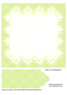 Various Occasions Thin Tartan Blank Card Base & Bookmark 8