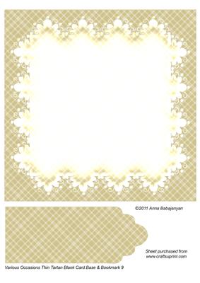 Various Occasions Thin Tartan Blank Card Base & Bookmark 9