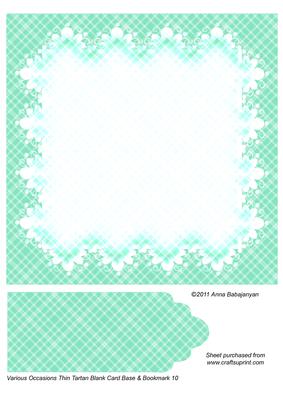 Various Occasions Thin Tartan Blank Card Base & Bookmark 10