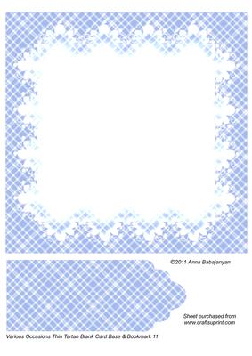 Various Occasions Thin Tartan Blank Card Base & Bookmark 11