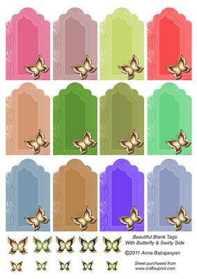 Beautiful Blank Tags with Butterfly & Swirly Side
