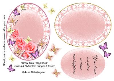 Draw Your Happiness Roses & Butterflies Topper & Insert