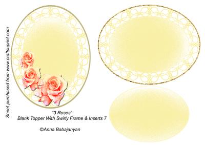 3 Roses Blank Topper with Swirly Frame & Inserts 7