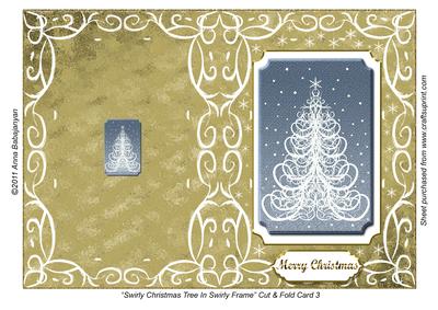 Swirly Christmas Tree in Swirly Frame Cut & Fold Card 3
