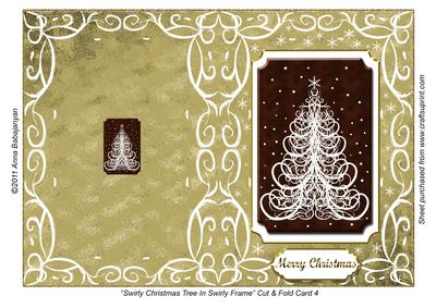 Swirly Christmas Tree in Swirly Frame Cut & Fold Card 4