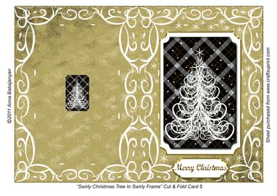 Swirly Christmas Tree in Swirly Frame Cut & Fold Card 5