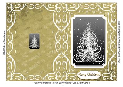 Swirly Christmas Tree in Swirly Frame Cut & Fold Card 6