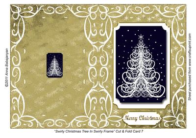Swirly Christmas Tree in Swirly Frame Cut & Fold Card 7