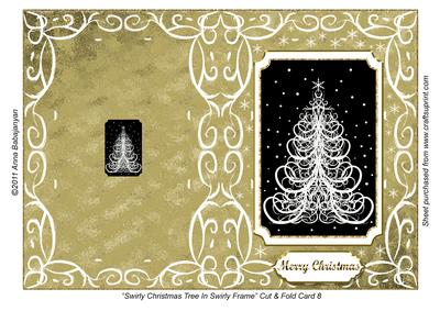 Swirly Christmas Tree in Swirly Frame Cut & Fold Card 8