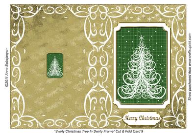 Swirly Christmas Tree in Swirly Frame Cut & Fold Card 9