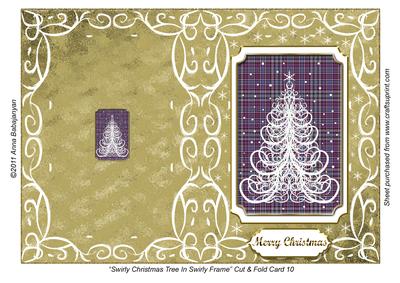 Swirly Christmas Tree in Swirly Frame Cut & Fold Card 10