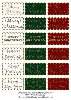 Christmas & New Year Captions/ Labels Set 1