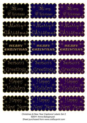 Christmas & New Year Captions/ Labels Set 2