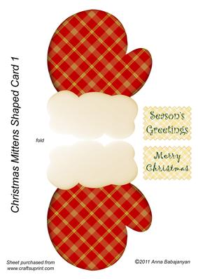 Christmas Mittens Shaped Card 1
