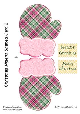Christmas Mittens Shaped Card 2