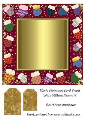 Blank Christmas Card Front with Mittens Frame 9
