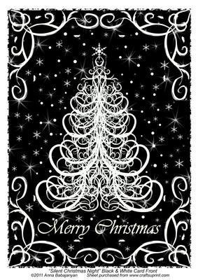Silent Christmas Night Black & White Card Front