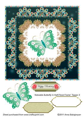 Adorable Butterfly in Half-floral Frame Topper 3