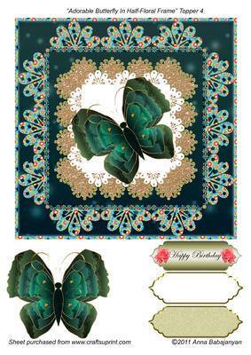 Adorable Butterfly in Half-floral Frame Topper 4