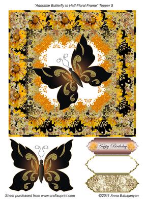 Adorable Butterfly in Half-floral Frame Topper 5