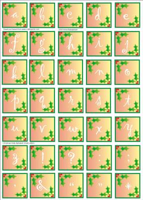 Christmas Holly Alphabet Small Letters