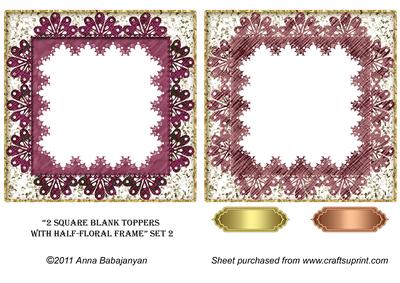2 Square Blank Toppers with Half-floral Frame Set 2