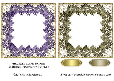 2 Square Blank Toppers with Half-floral Frame Set 5