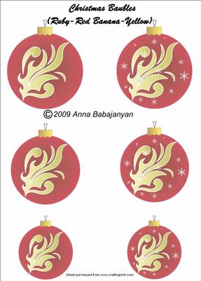 Christmas Baubles Ruby-red Banana-yellow