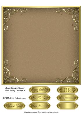 Blank Square Topper with Swirly Corners 3