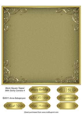 Blank Square Topper with Swirly Corners 4
