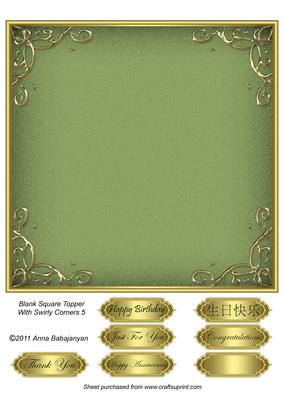 Blank Square Topper with Swirly Corners 5