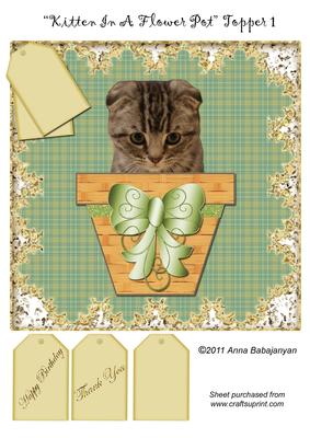 Kitten in a Flower Pot Topper 1