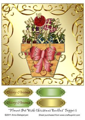Flower Pot with Christmas Baubles Topper 1