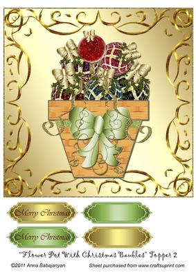 Flower Pot with Christmas Baubles Topper 2