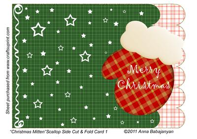 Christmas Mittenscallop Side Cut & Fold Card 1