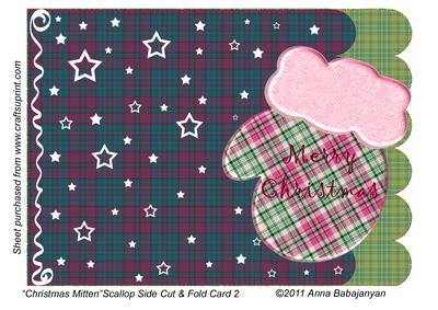 Christmas Mittenscallop Side Cut & Fold Card 2
