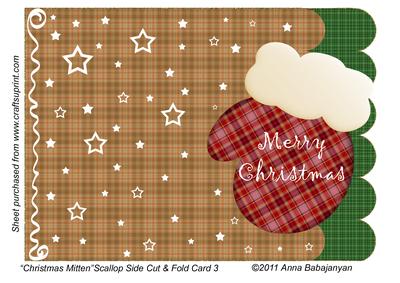 Christmas Mittenscallop Side Cut & Fold Card 3