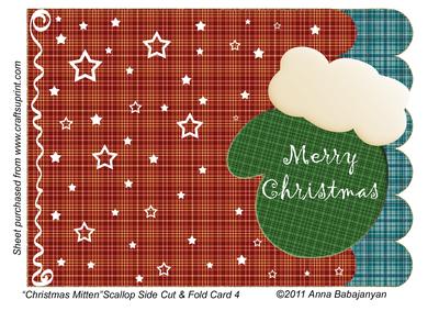 Christmas Mittenscallop Side Cut & Fold Card 4